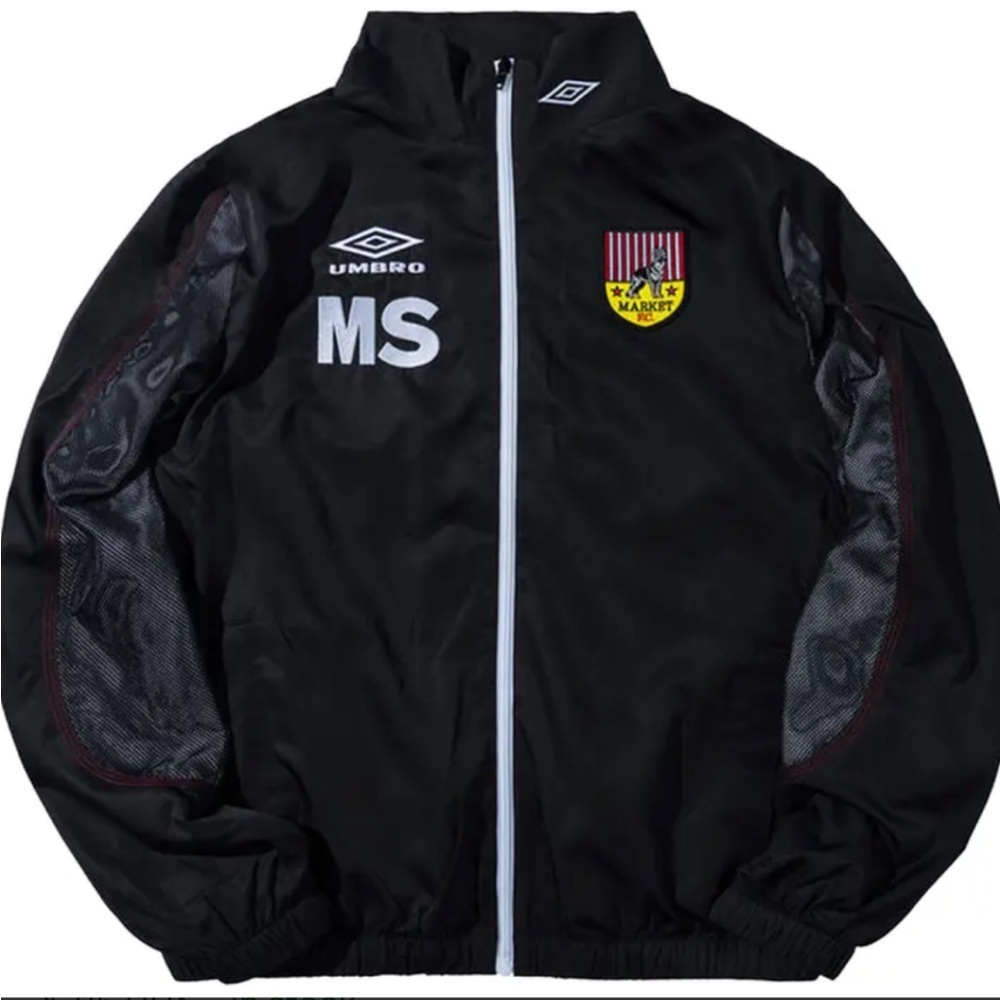 NEW UMBRO Market F.C. Black Zip-Front Men's Jacket SZ:S